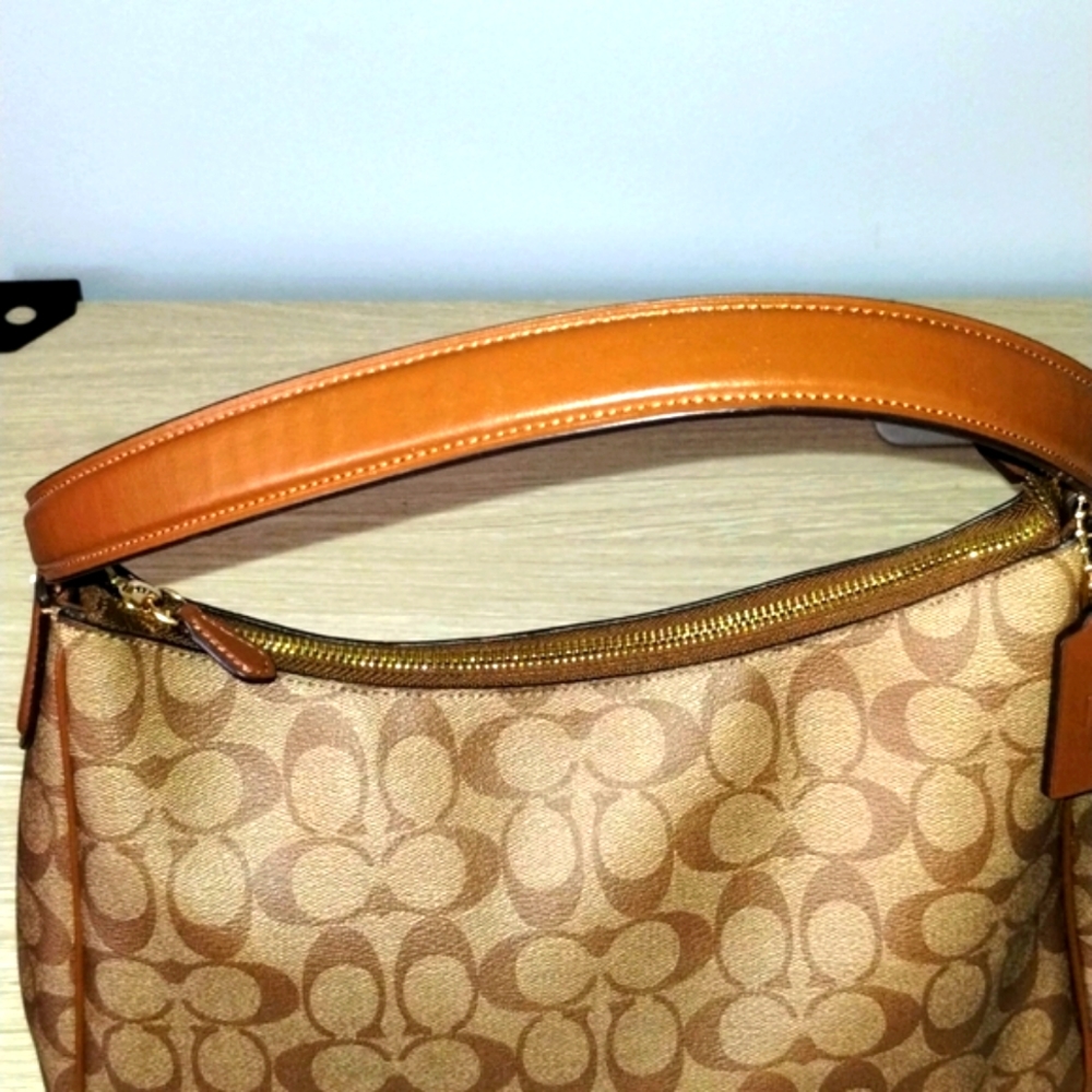 Coach Signature Saddle 2 Shoulder Bag - F20209 (Tan/Gold) 💯 AUTHENTIC - NEW!!!! - Picture 8 of 10